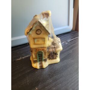 Vintage Grist Mill Candle Novelty Waterwheel House Wax Figurine Sealed